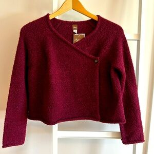 NWT Tea Collection boysenberry Bouci wrap cardigan. Soft wool blend